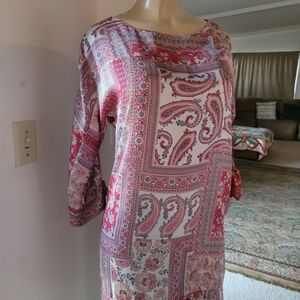 Letarte Red and Pink Paisley Swim Coverup
